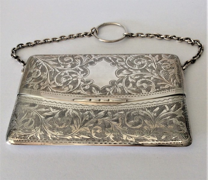 Vtg Solid Sterling Silver Etched Ladies Wallet Purse Change Bill Holder  Mirror | eBay